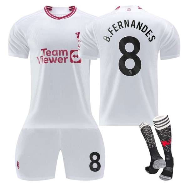 Mordely 2023/24 Manchester United Third Shirt #8 B.Fernanders Fotbollströja Kits 26(140-150CM)