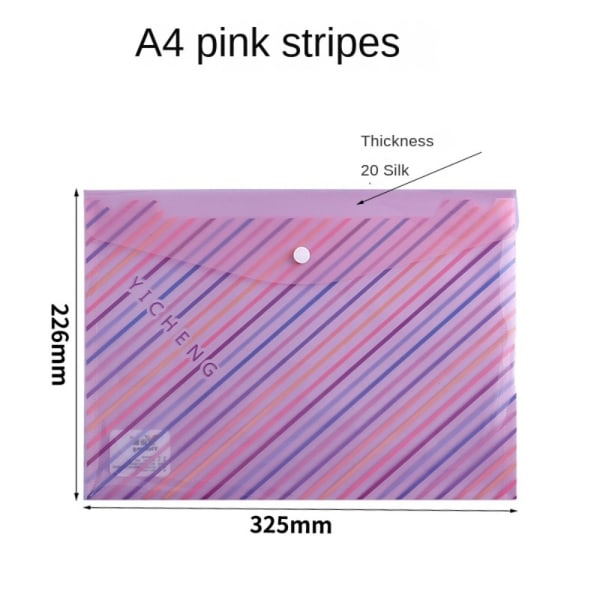 3st A4 filväska Tecknad a4 mapp LILA RAND RAND Purple Stripe-Stripe