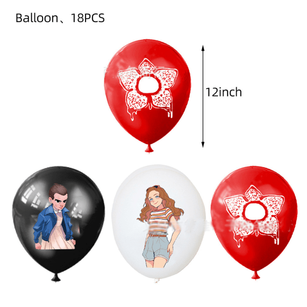 Mordely Strange Things Födelsedagsballonger Ställer Bokstavstårta Party Banners
