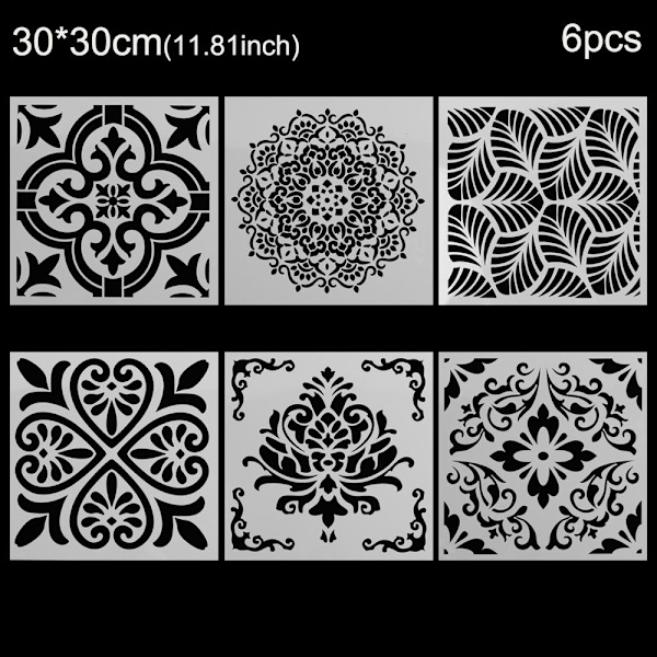 Mordely 6st/ set Mandala set gör möbelmålningskort