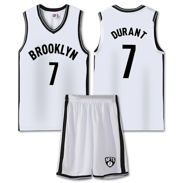 Mordely #7 Kevin Durant Baskettröja Set Nets Uniform för Barn Vuxna - Vit 28(150-155CM)