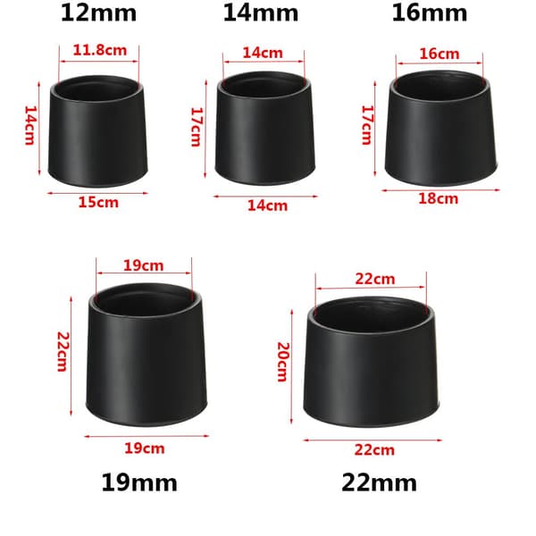 Mordely 10st/ set Stol Ben Caps Möbelfötter GRÅ 12MM Grey 12mm