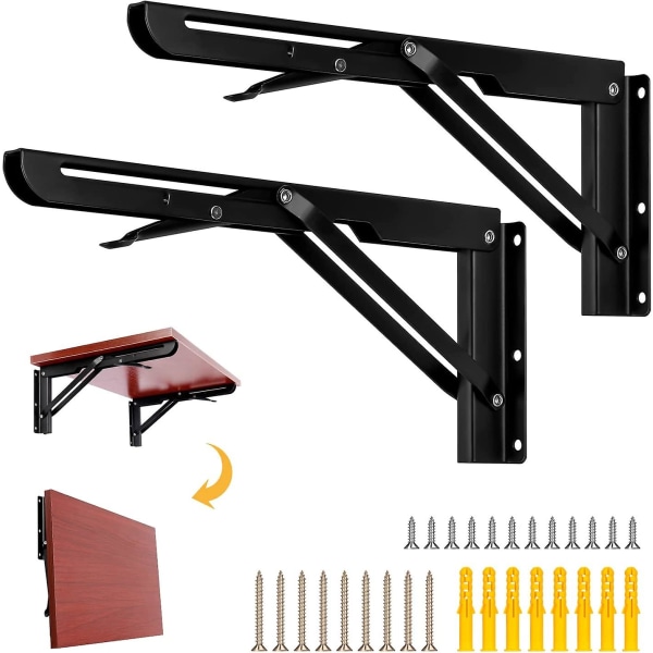 Mordely Wall Mounted Folding Bracket Set Of 2 Foldable Shelf Support Folding Shelf Brackets With Screws Folding Shelf Hinge For Diy Bench