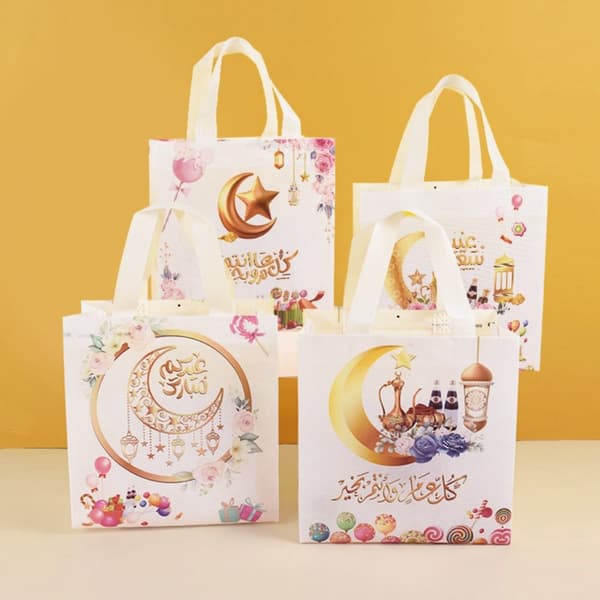 Mordely 4st Eid Mubarak Nonwoven presentpåsar 202 Ramadan Kareem