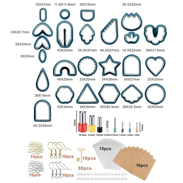 Mordely 142stk/sett Polymer Clay Cutters Øobber Cutters RØD red
