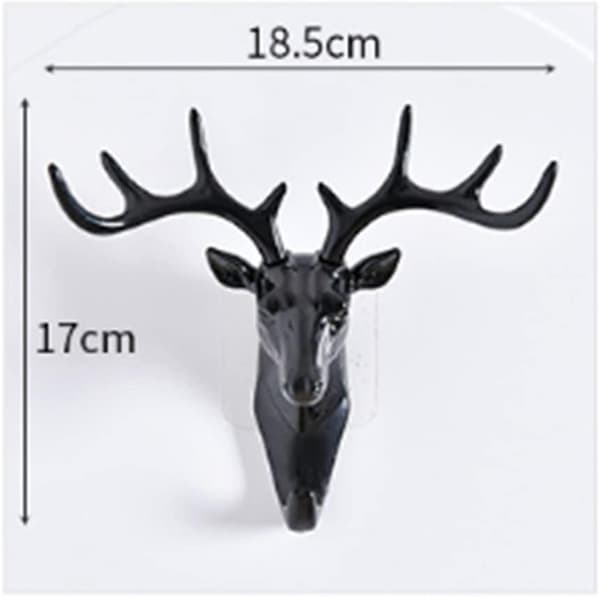 Deer Head Self Adhesive Wall Hook Hanger Animal Hook Key Ring (2 Pieces)