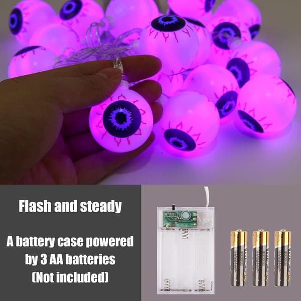 Halloween Eyeball String Lights 30LED Lights Batteridriven purple