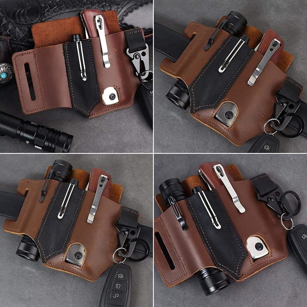 Key Holder Multi Tool Pouch, Leather Belt Loop Waist Multitool Sheath