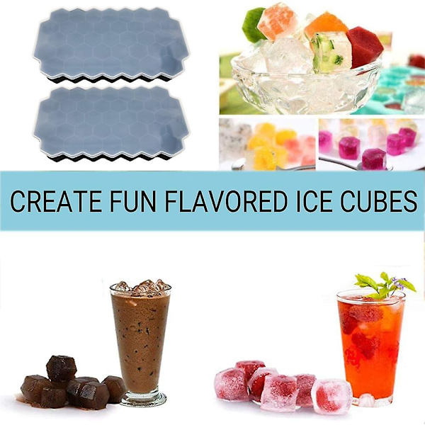 Mordely Ice Tray, Ice Tray For Making Hexagonal Ice, Includes 2 Trays