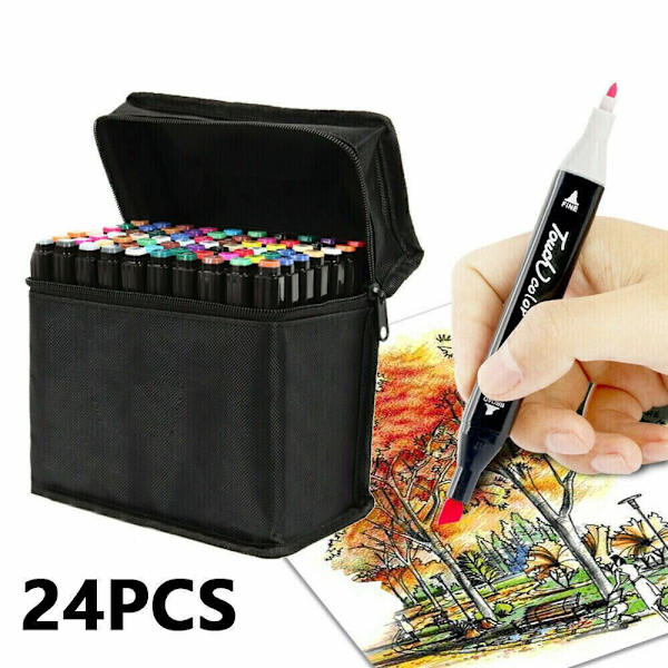 Mordely 12 Färg penselpennor Set Dubbla tips Marker Akvarell Pen Marker