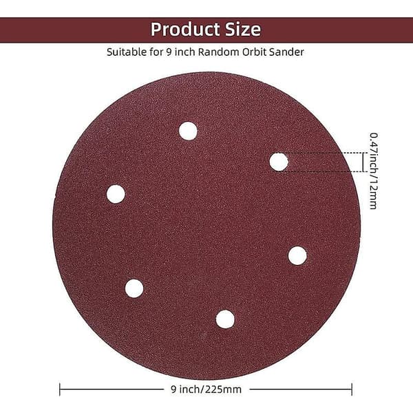 Mordely 225mm Sanding Discs, 30 Pcs Sanding Discs, 6 Holes Giraffe Sander Disc, Sandpaper For Dry Sander Giraffe Sander