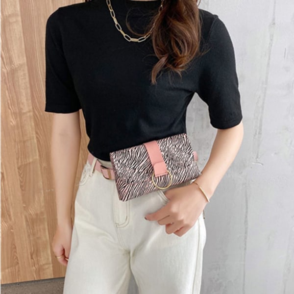 Mordely Dam Bältesväska Flik Läder Fanny Pack ROSA ROSA Pink