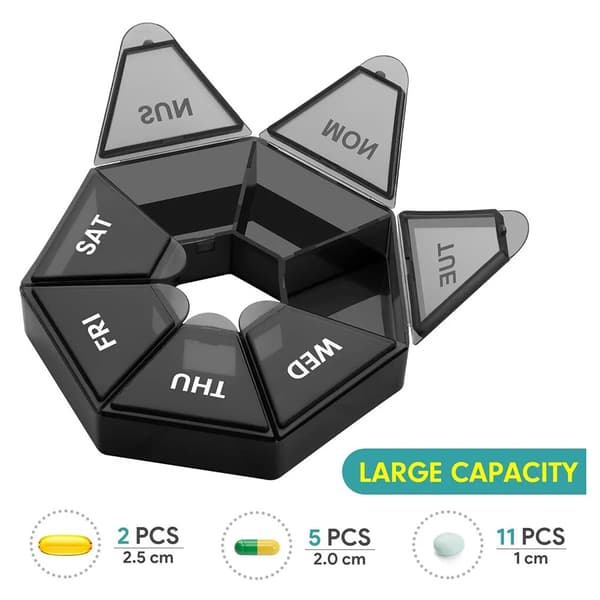 7 Grids Pill Plast Box Portable Storage Tablet Travel Transparent