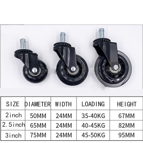 1/2st Kontorsstol Hjul Hjul Gummi Hjul 2.5 2.5 inch 2.5 inch1pc