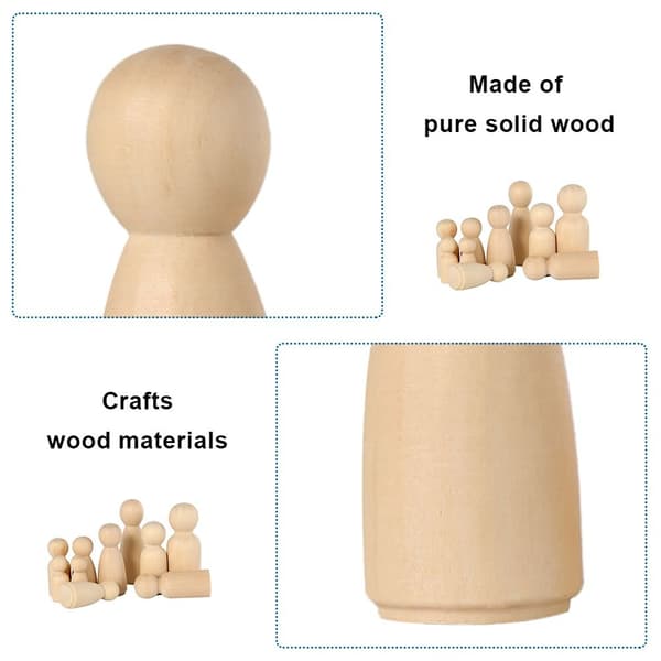 Mordely 50ST Trä Peg Doll Trä Doll Bodies Trä Nageldocka