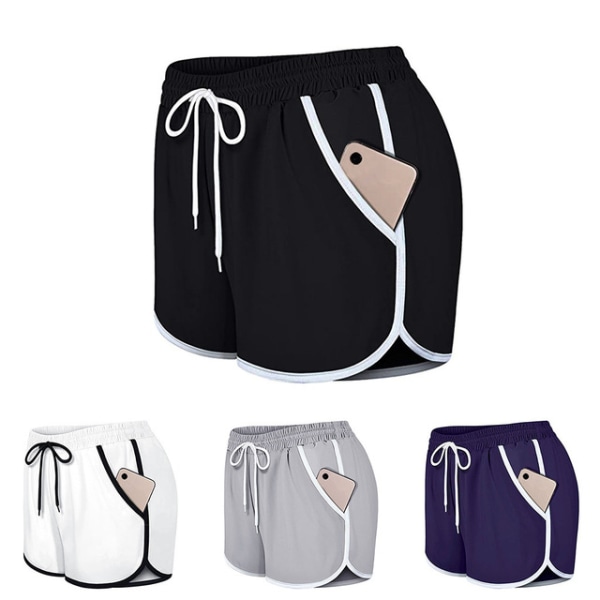 Mordely Women's Double Layer Drawstring Elastic Waist Athletic Shorts with Pockets,- Gray 4XL