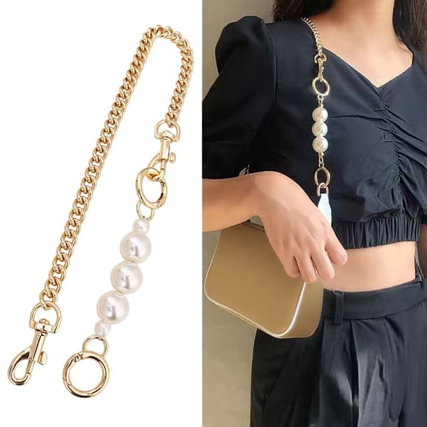 Mordely Bag Chain Strap Extender Bag Chain för handväska Pearl Extension silver