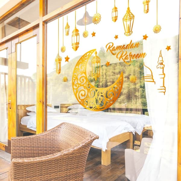 Mordely Eid Mubarak Fönsterdekaler Väggdekaler Ramadan Decor