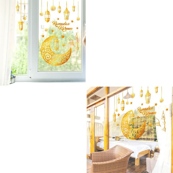 Mordely Eid Mubarak Fönsterdekaler Väggdekaler Ramadan Decor