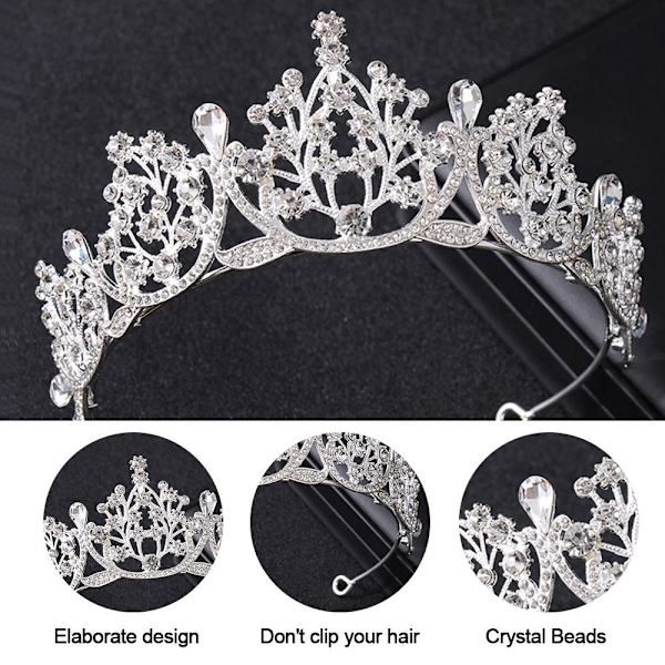Mordely Princess Crystal Tiaras Rhinestone Hair Hoop SVART black