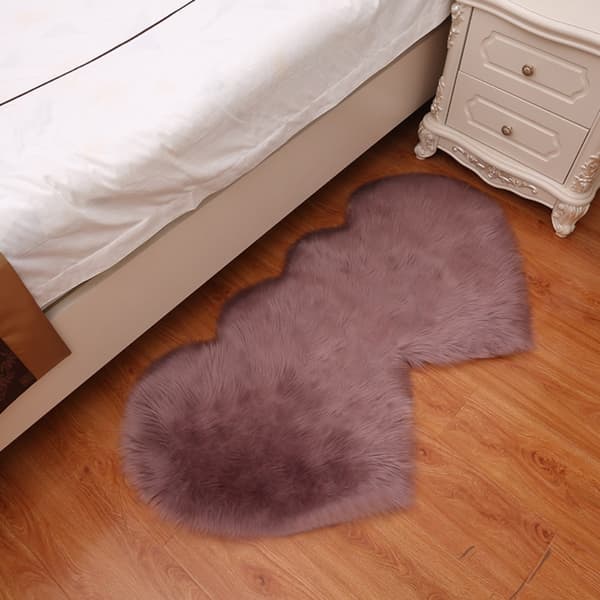 Dubbel hjärtform Golvmatta Kärlek Soffa Kuddar Matta LJUS Light Grey