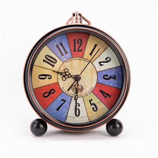 Clock Alarm, 6.7-inch Metal Brown Desk Clock European Retro Vintage Clock Non-ticking Sound Silent Battery-powered High-definition Glass Easy To