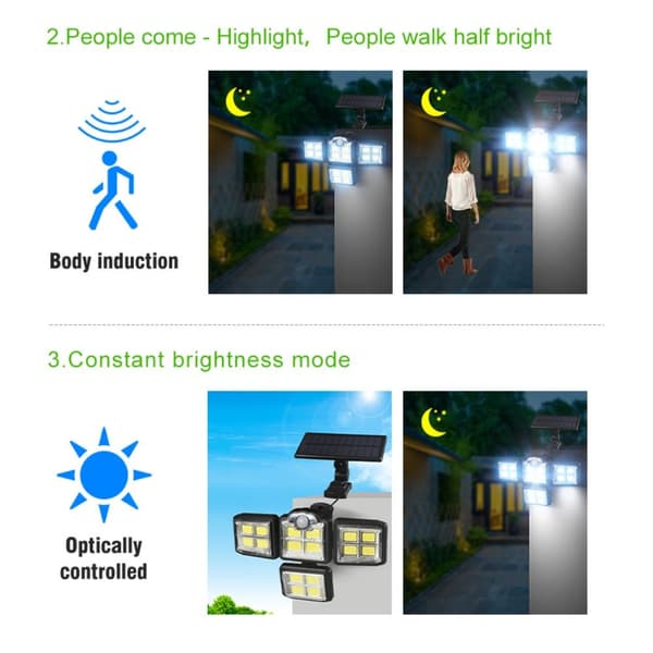 Mordely Solsensor Ljus Rörelsesensor Ljus INTEGRERAD 192 LJUS Integrated 192 Lights-192 Lights