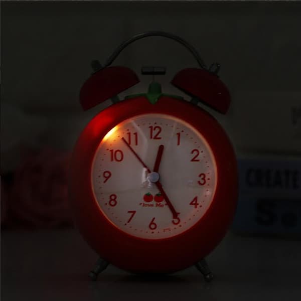 Creative Cartoon Tomato Alarm Clock, Vegetable Designed Alarm Clock, Practical Household Clock, Children's Cartoon Clock -red