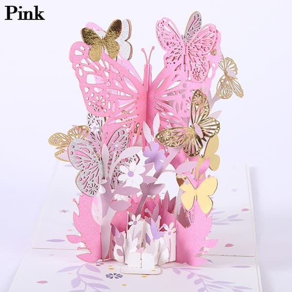 3D Pop-up bukett papper blommor ROSA ROSA Pink