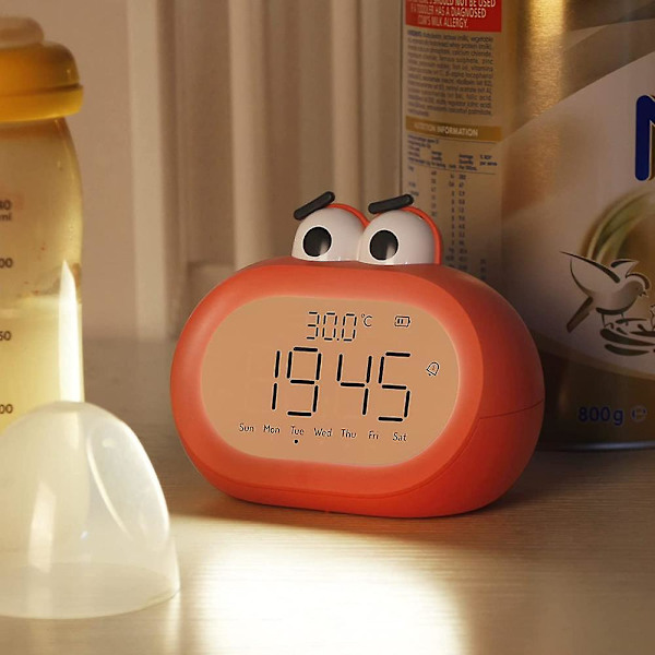 2023 Cute Cartoon Children's Alarm Clock, Bedroom Alarm Clock, Desktop Clock, Dual Purpose Intelligent Electronic Alarm Clock - Red