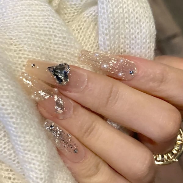 Mordely 24st Fake Nails Long French LF645