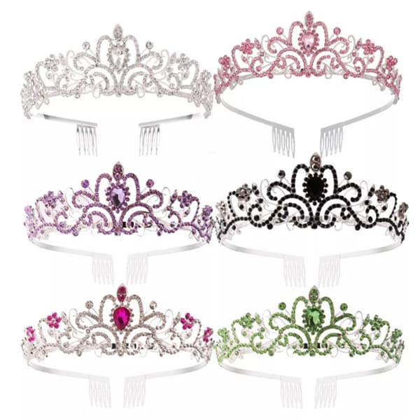 Mordely Crystal Rhinestone Crown Coiffure Crown Tiara SILVER Silver