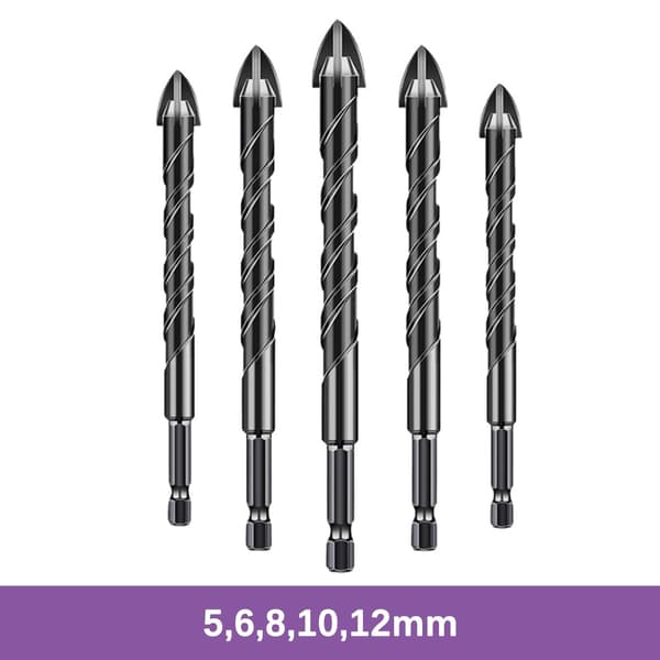 5 ST Elektriskt borrverktyg 4-Ege Cross Drill Bit Set Murverk