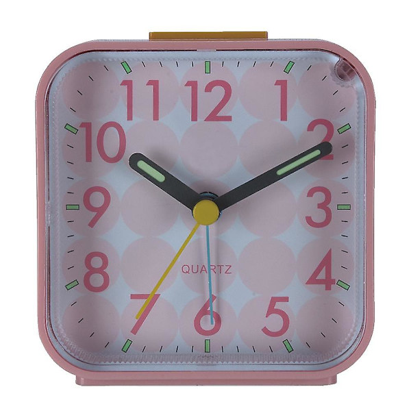 Battery Powered Square Alarm Clock, No Ticking Sound, Easy To Operate For Bedroom/travel/table/children (without Battery)-pink
