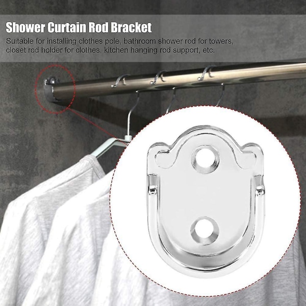 2/4/6 Pack Zinc Alloy Flange Rod Holders For Shower Curtain Rod, Closet Support, Heavy Duty Shower Curtain Rod Holder (19mm, 2pcs), 19mm, 2pcs