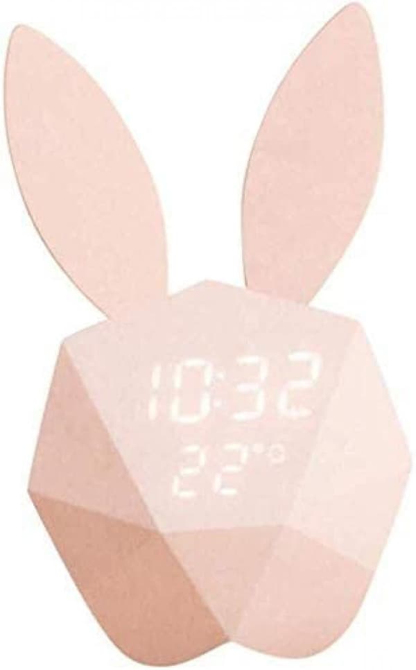 Mordely Alarm Clock Wall Clock, Night Light Table Clock Wake Up Light Cartoon Rabbit Bedside Table Lamp Gift Forkids Children Adults
