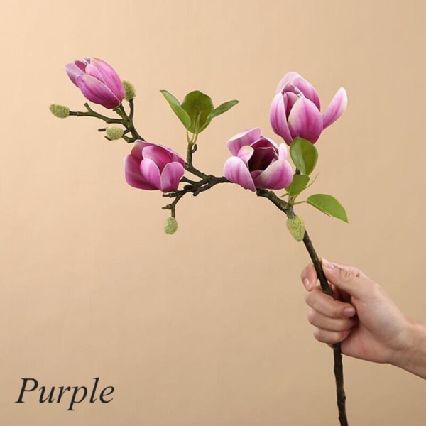 Mordely Konstgjorda blommor Magnolia bukett LILA Purple