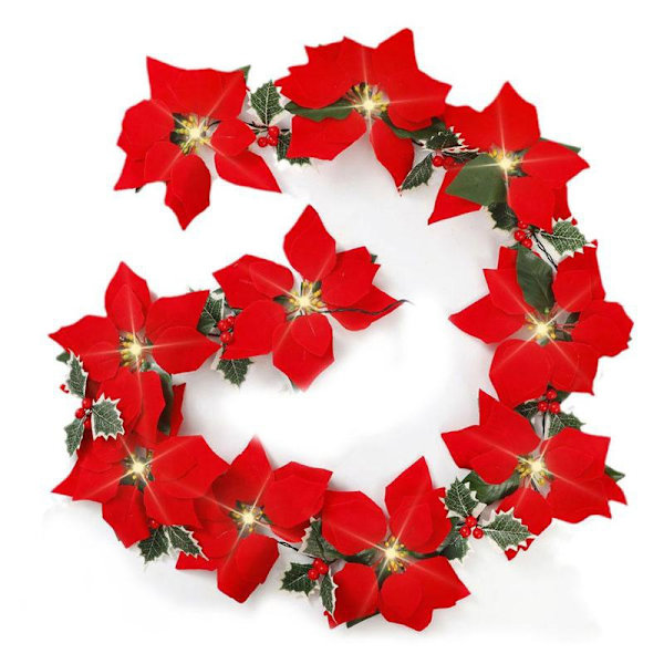 Led Christmas Lights String Safflower Flowers Fruit Leaf Decor red 2m