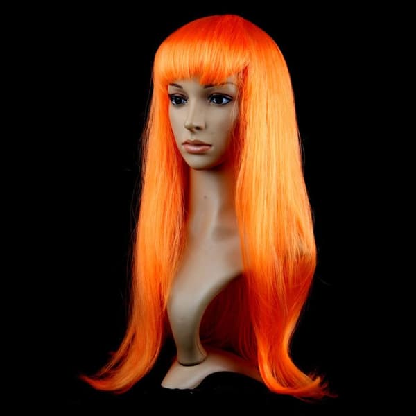 Mordely Damperuk Lång rak peruk ORANGE orange