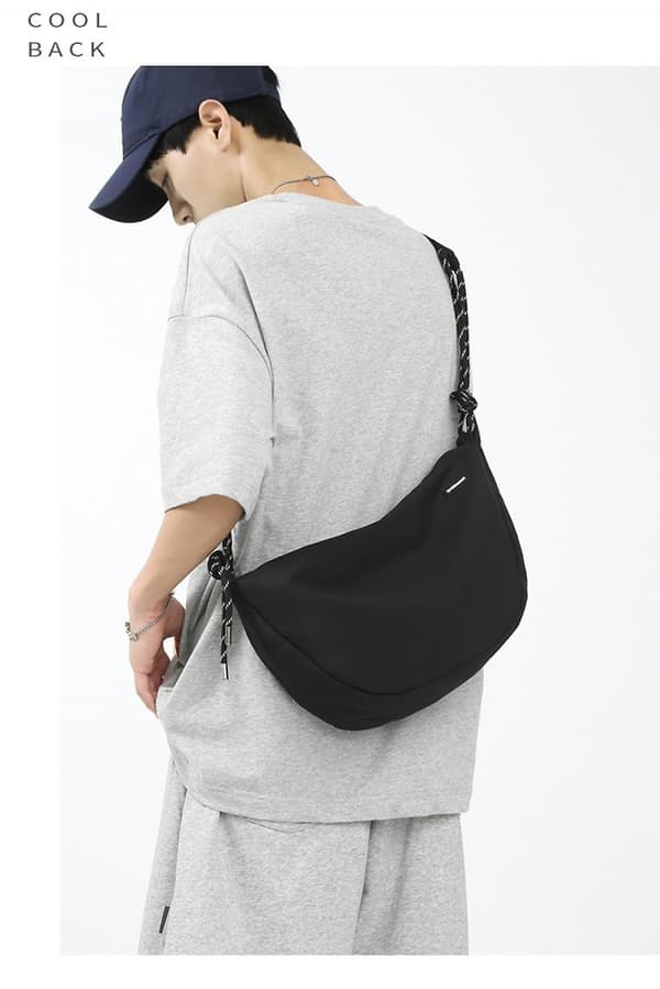 2023 Simple Single Shoulder Messenger Bag In Solid Color Large Capacity Canvas Messenger Bags Solid Color Unisex Leisure (black)