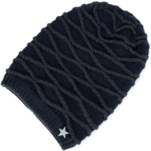 Mordely Vinter varm mössa med vävt mönster mjukt fleecefoder Unisex black