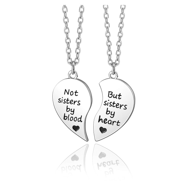 Mordely Silver Tone Alloy Bff Necklace For 2 Best Friends Matching Heart Pendant Friendship Necklaces For Women Girls