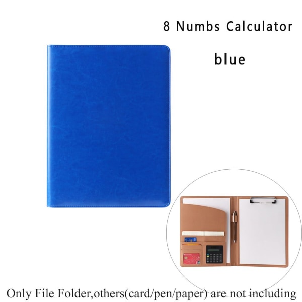Mordely Manager Portfolio Fil Mapp Dokument Hållare BLÅ 8 NUMBS blue 8 Numbs calculator