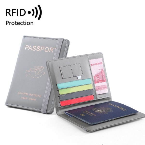 Mordely RFID Passport Cove Passport Protector GRÅ Grey