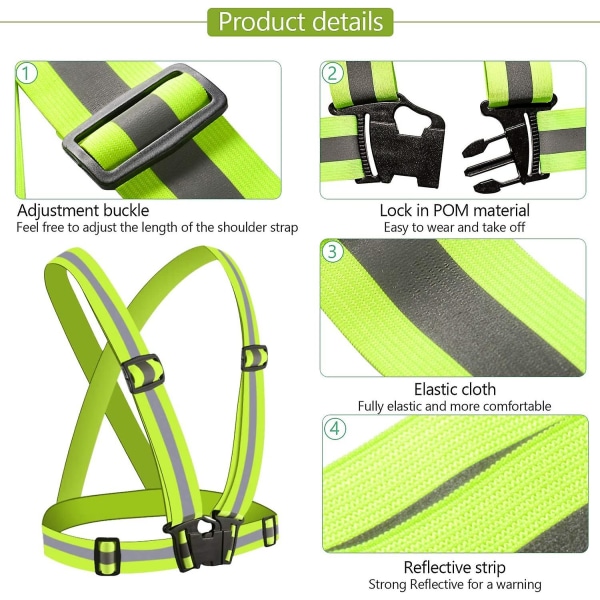 2023 2 Pieces Safety Reflective Vest, Adjustable Elastic Reflective Safety Vest, High Visibility At Night For Running, Walking, Cycling, Motorcycling