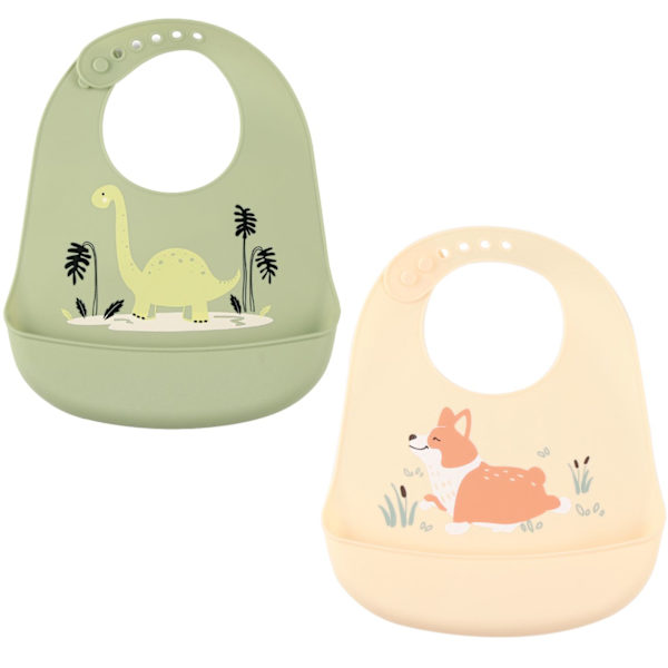 Mordely 2PCS Baby Silikon Haklappar Barn Förkläde Pick Rice Pocket