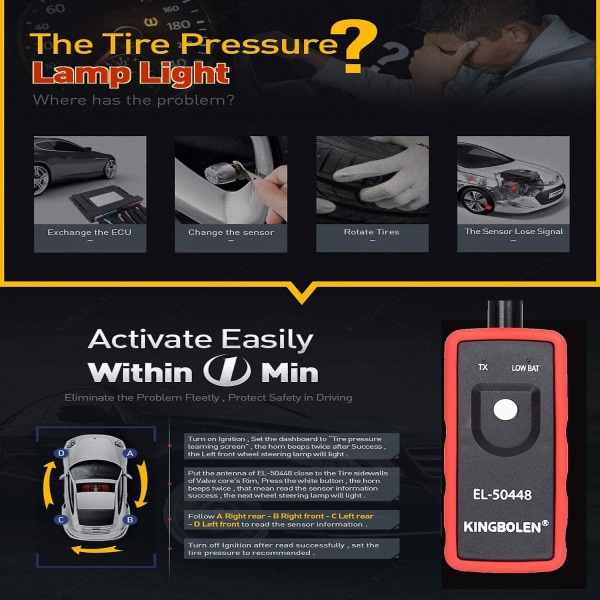 Mordely El-50448 Automotive Tire Pressure Monitor Sensor Tpms Reset Relearn Activation Tool Compatible With Gm Series Vehicle