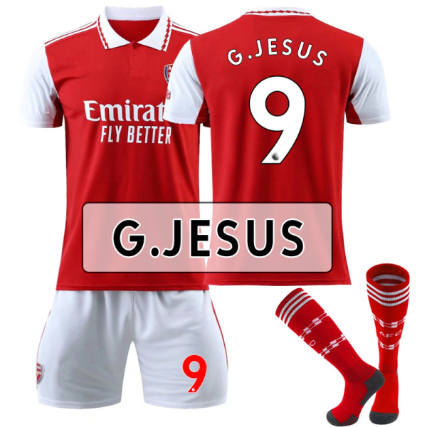 Mordely Arsenal hemmatröja 2022-2023 G.Jesus No.9 fotbollströja 3-delade kit för barn Vuxna 20(115-125CM)