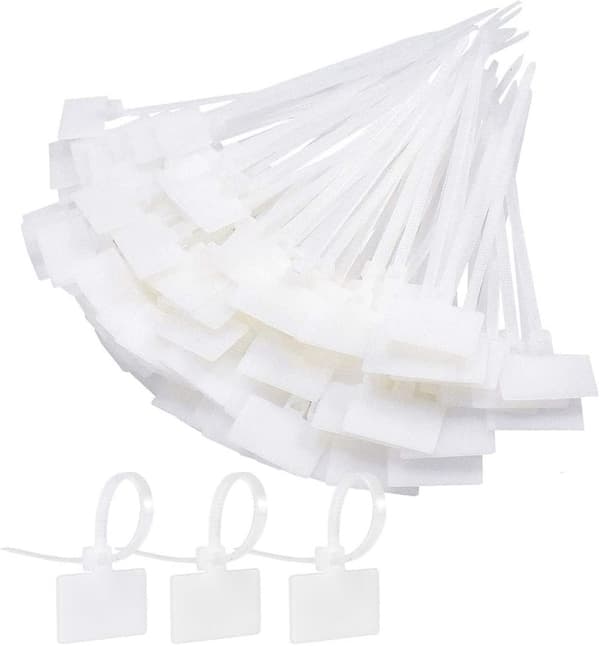 200pcs Electrical Cable Ties Cable Management With Label White Plastic Cable Ties Label Cable Ties Cable For School Garden Office Wall Car
