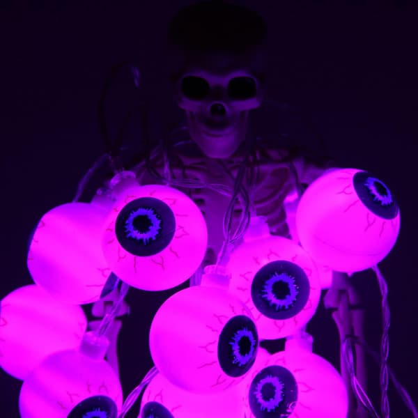 Halloween Eyeball String Lights 30LED Lights Batteridriven purple